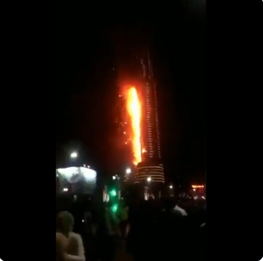ماحقيقة حريق برج خليفة أثر ضربه صاروخين لمليشيا الحوثي 