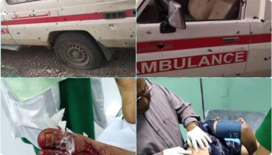 الضالع: المليشيا تستهداف سيارة إسعاف وسقوط جرحى بينهم طبيبين