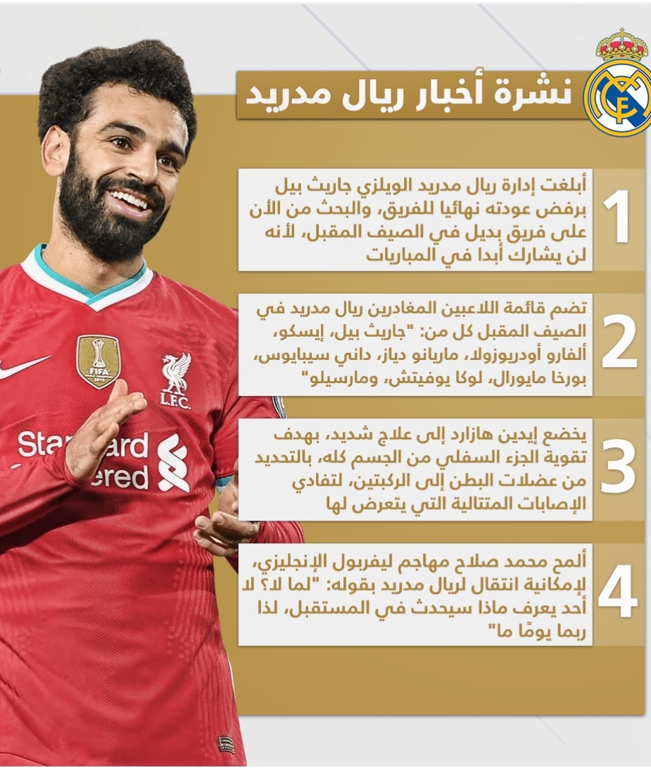 أخبار ريال مدريد اليوم....تلميحات محمد صلاح.. 
