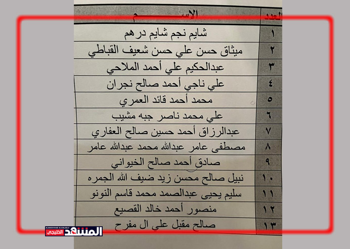 الحوثيون ينشرون قائمة باسماء الاسرى الذين سلمتهم السعودية