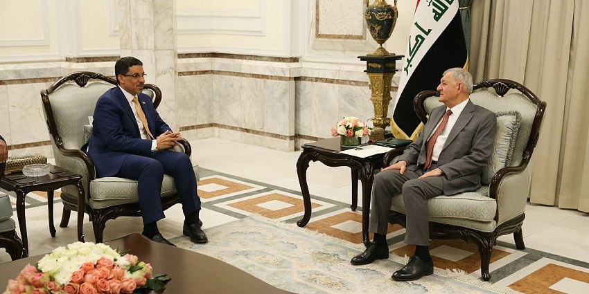 الرئيس العراقي يؤكد موقف بلاده الثابت في دعم الشرعية ووحدة وأمن اليمن